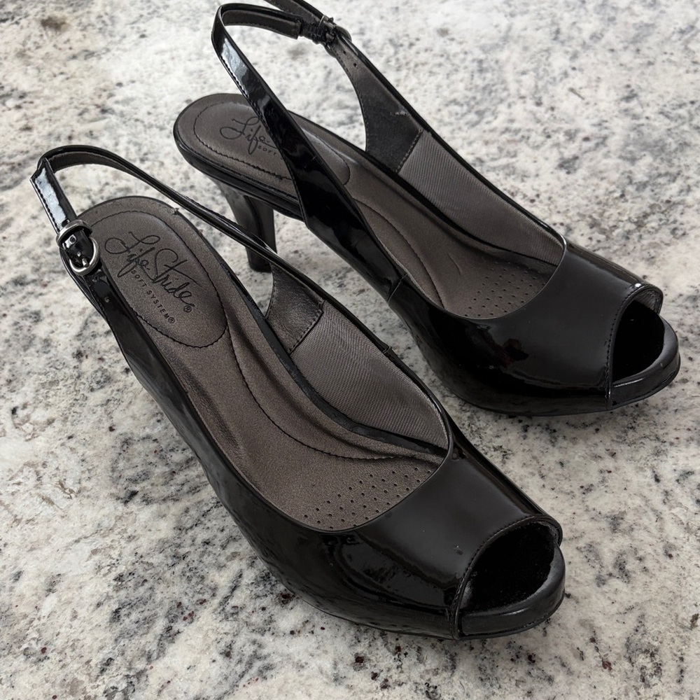 Life Stride Peep-Toe Slingback Heels